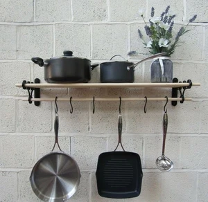 Rustic iron kitchen pot pan rack Ends Pantry Traditional RACK ENDS ONLY - Picture 1 of 8