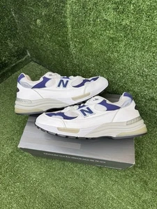 Size 10.5 - New Balance 992 Made in USA White Navy - Picture 1 of 12