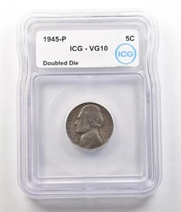 1945-P Jefferson Nickel Doubled Die VG10 ICG *4919 - Picture 1 of 3
