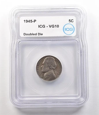 1945-P Jefferson Nickel Doubled Die VG10 ICG *4919 - Image 1 of 3
