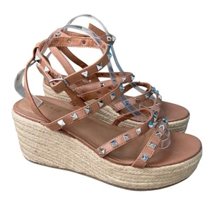 Torrid Studded Gladiator Platform Wedge Strappy Sandals US 9.5 WW Beige Brown - Picture 1 of 8