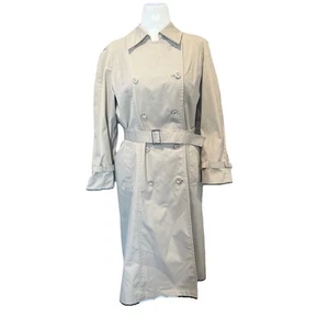 Trench coat vintage London Fog donna 14P kaki doppiopetto classico Y2K anni 80 - Foto 1 di 10