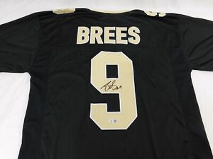 Drew Brees Signed Black Stitched Gold #9 XL Jersey Beckett Witnessed COA Saints
