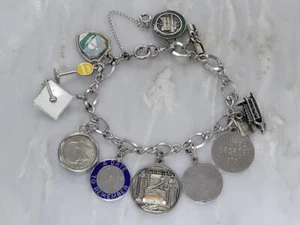 Danecraft Sterling Silver Figure 8 Bracelet; 11 Charms(1 Danecraft) 41g~17-I1333 - Picture 1 of 6