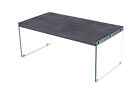 Coffee Table Black Finished Rectangle Top Clear Glass Sides