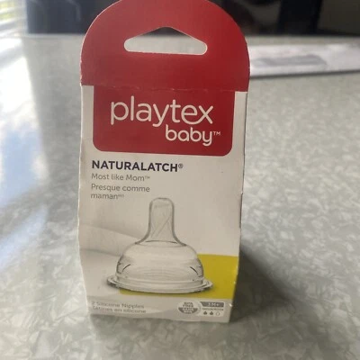 Playtex NaturaLatch Nipple Medium Flow 2-Count Baby Bottle Like Mom New - Image 1 of 4