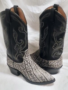 Dan Post Black/Grey Leather Cowboy Boots Men's US Size 7D - Picture 1 of 8