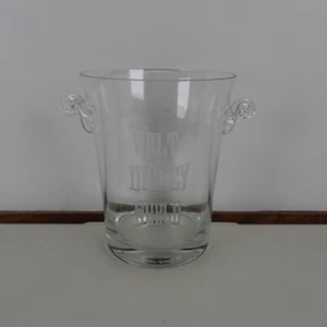 VTG Disney Glass Mickey Walt Disney World Etched Ice Bucket w/ Scrolled Handles - Picture 1 of 10