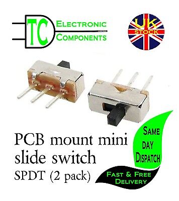 PCB Mount Mini Slide Switch SPDT (SS-12D00G3) 2 Position -2 Pack  **UK SELLER** • 1.79£