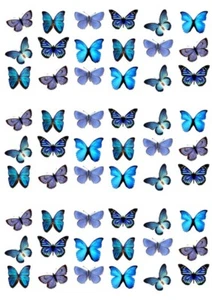 54 Pretty Blue Butterfly Edible Wafer Paper Cupcake Toppers Cake Decorations - Picture 1 of 1