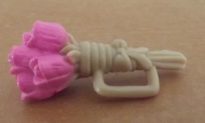 Barbie bambola matrimonio sposa mazzo di fiori rosa diorama gambo marrone - Foto 1 di 5