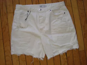 ZARA JEANS DENIM 5 BOLSILLOS DESGASTADOS BLANCO PANTALONES CORTOS HOMBRE TALLA 32 ¡NUEVO CON ETIQUETAS! - Imagen 1 de 20