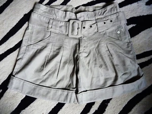 Women's HOOCH high waisted belted beige shorts size 28 - Picture 1 of 5
