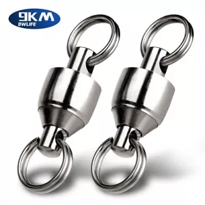 Stainless Fishing Ball Bearing Swivels WITH Split Rings Sea Fishing Connector - Picture 1 of 17