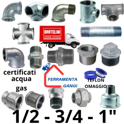 RACCORDERIA ZINCATA 1/2 3/4 1" RACC ZINCATO RACCORDI IDRAULICI ZINCATI ACQUA/GAS