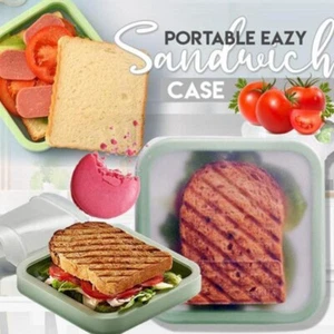 1PC Reusable Silicone Sandwich Toast Snack Box Work Travel Lunch Box Container - Picture 1 of 6