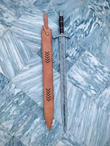 Hand Forged High Damascus Steel Viking Sword Sharp Medieval Sword With Sheath - Picture 1 of 4