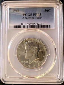 1964 50c KENNEDY Silver Half Dollar ACCENTED HAIR PR65 Rare Graded USA Coin -767 - Picture 1 of 2