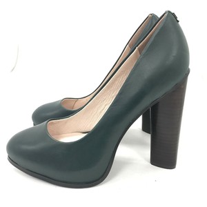 New Faith Court Heels Shoes UK 5 Dark Green Leather Block Heels Smart 049030