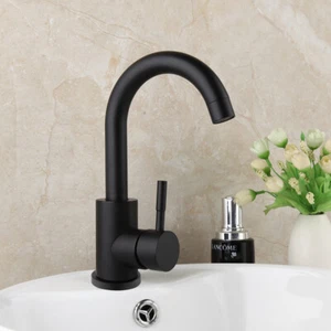 Bathroom Black Kitchen Sink Spout Basin Mixer Faucet Single Handle/ Hole Tap - Picture 1 of 10