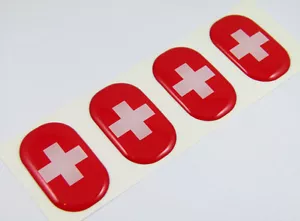 Switzerland midi Swiss domed decals flag 4 emblems 1.5"x1" Car bike stickers - Imagen 1 de 2