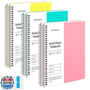 EMSHOI Spiral Notebook College Ruled, 3 Pack 7.48" x 10.15" B5 Large Composit - Picture 1 of 5