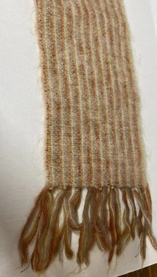 Mohair Angora Scarf with fringe- Brown, Tan  Colors- 58" long Foto 1 de 3