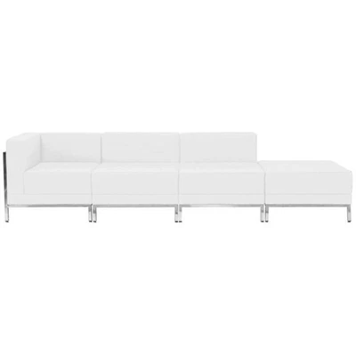 Flash Furniture 4 Piece Leather Reception Sofa Set in White - Image 1 of 2