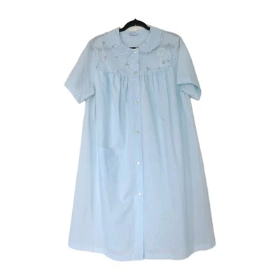Camisón Floral De Colección Sears Años 70 Mujer XL Cuello Azul Peignoir Encaje Boda Botón Foto 1 de 4