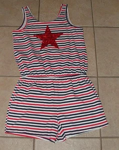 Girls Sz XXL Casual Wear Sleeveless Striped Sparkly Sequined Star Romper TCP - Picture 1 of 3