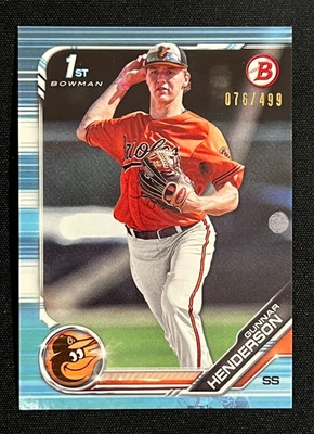 2019 Bowman Draft - Gunnar Henderson #BD-22 Sky Blue /499 (RC) - Image 1 of 2