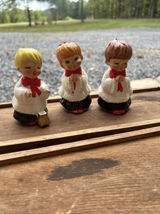 Vintage 3 LEFTON CHOIR BOYs SINGING 4" Tall Christmas Home Decor - Picture 1 of 9
