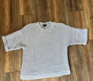 J. Crew | Open Knit stitch Half Sleeve Sweater Blue Large - Picture 1 of 7