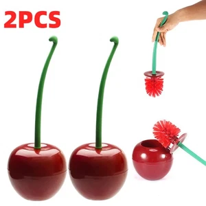 2Stück Toilettenbürste WC Klobürste Bürste Brush und Halter Set Rot Kirsche Form - Bild 1 von 15