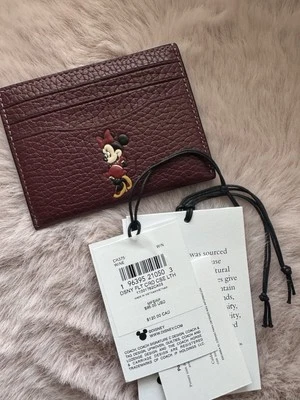 Estuche para tarjetas Coach Disney X Coach nuevo con etiquetas en cuero regenerativo con motivo Cr375 Foto 1 de 3