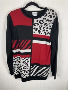 Bon Worth Women's Red and Black Pullover Tunic Sweater Size Medium - Picture 1 of 10