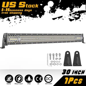30/32 INCH LED Light Bar Work Driving Offroad Flood Spot Combo Quad Triple Row - Picture 1 of 12