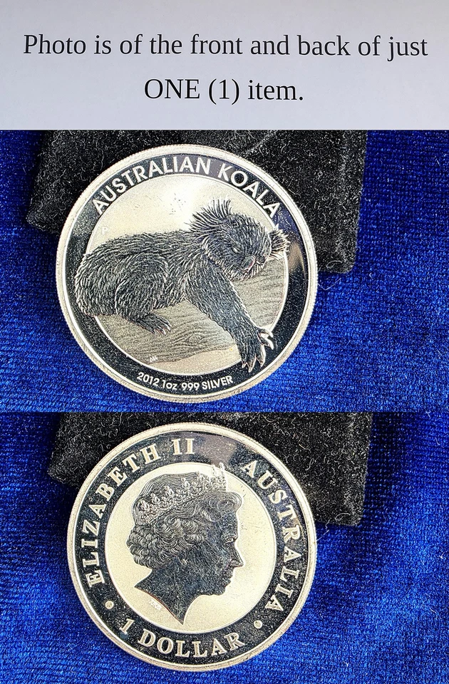 Moneda de plata fina redonda Australia 2012 $1 koala 1 troy oz 999 Foto 1 de 1