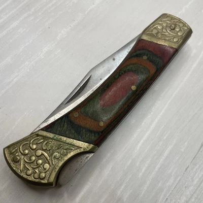 折叠口袋刀巴基斯坦制造木质和黄铜手柄 — 第 1/4 张图片