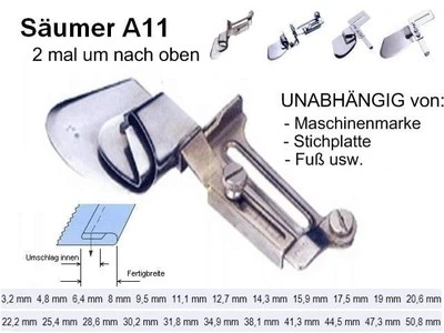 DRITTANBIETER AUS ASIEN Säumer SÄUMAPPARAT UNIVERSELL geschlossener Saum 6 mm ! #11