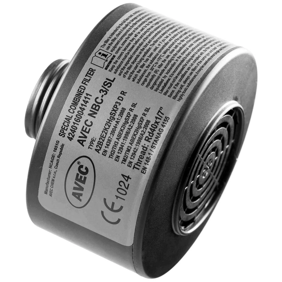 AVEC CHEM Nuklear-Filter - NBC-3/SL für Atemschutz-Vollmasken mit Rd40-Anschluss