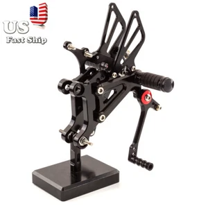 For YZF R125 2008 09 10 11 12-2013 Adjust Rearset Footpegs Pedal Footrests Black - Picture 1 of 8
