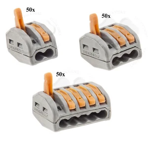 50x Lever Lock Reusable Wire Connector 2 3 5 Pole Kit Tab Cable Terminal Block - Picture 1 of 8