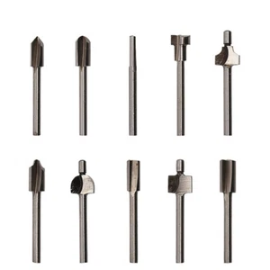 10 tlg. HSS Fräser-Set Holzfräse CNC Fräsen Oberfräse für Dremel, Proxxon etc.^ - Bild 1 von 4