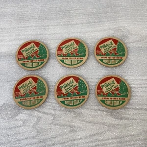 6x Vintage Milk Bottle Caps, Joe Betzold Dairy Phone 415W Tested Herd Raw Milk - Picture 1 of 6