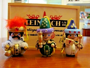 STEINBACH GERMANY "3 WISEMEN" PRALANT CHRISTMAS WOODEN HANDMADE FIGURES IN BOX - Picture 1 of 17