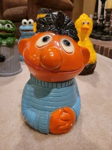 VINTAGE HANDPAINTED ERNIE SESAME STREET BANK 11" HEAVY - Picture 1 of 11