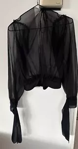 ALBERTA FERRETTI Black Chiffon Sheer Silk Blouse SMALL Worn Once - Picture 1 of 5