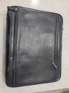 LEVENGER Black Leather Executive Portfolio Briefcase Zip Around with Inserts - Picture 1 of 10