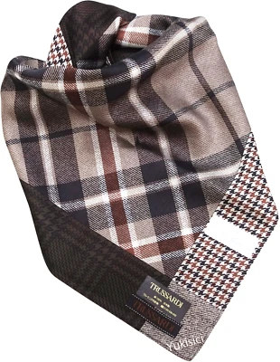 Pañuelo Trussardi Hombres Japón Cuadros y Pata de Gallo Fácil Cuidado Algodón Marrón 50 cm Foto 1 de 4